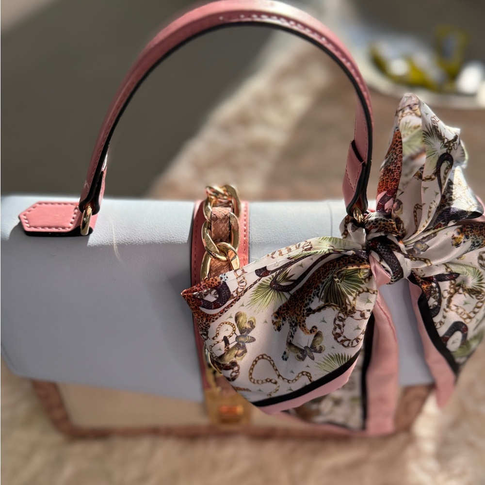 Aldo Caiilla Top Handle Satchel Snake Print + Chain Detail - Picture 3 of 16